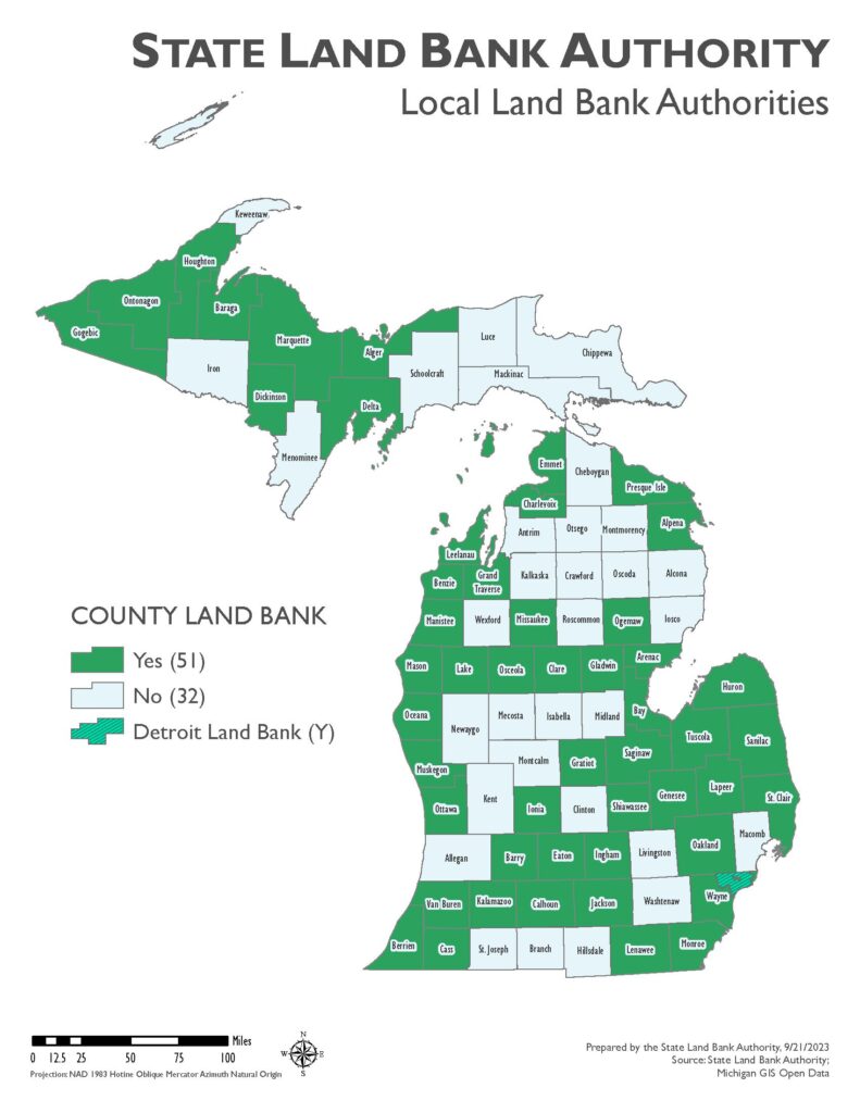 Map of local land bank authorities in the state of Michigan.